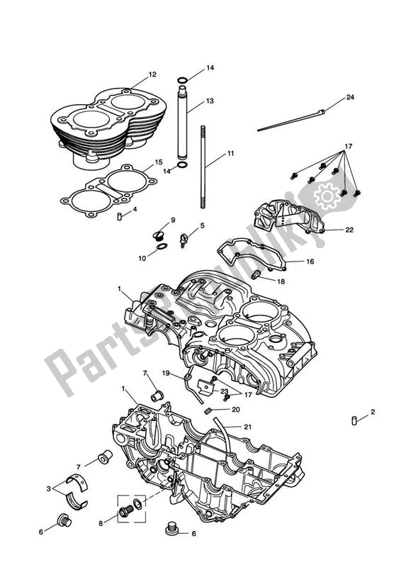 All parts for the Crankcase & Fittings From Eng No 221609 (except Eng No? S 229407 To 230164) of the Triumph America Carburettor 790 2002 - 2007